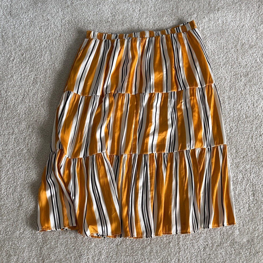 Nine West A-Line Skirt in Yellow and Black Stripes